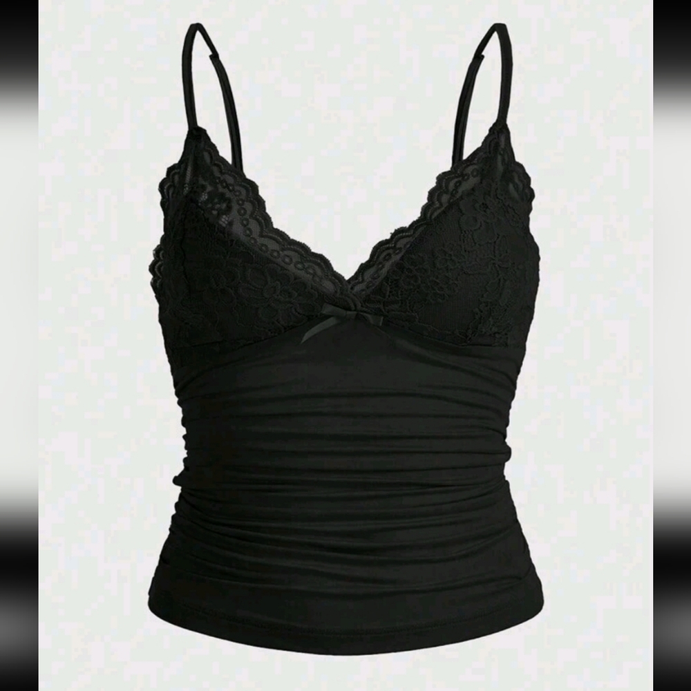 Shein CURVE PLUS  Black Lace Trim Camisole 4X